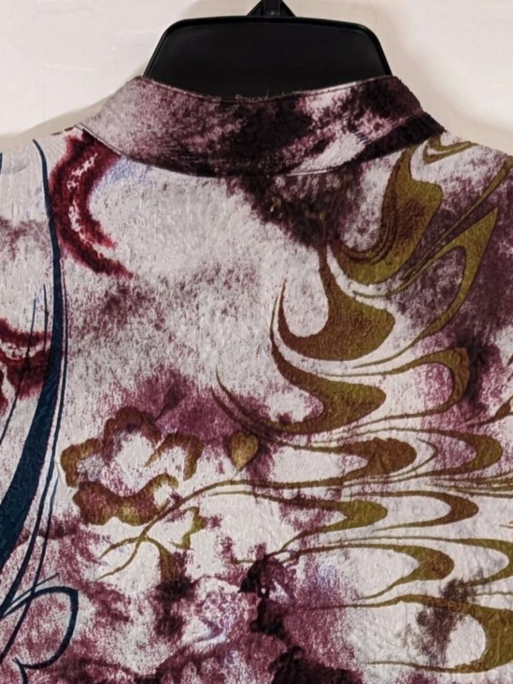 CITRON Blouse L Santa Monica Silk Multicolor Abstract Watercolor Button Front - Picture 4 of 14
